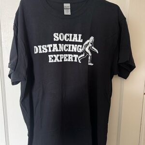 Gildan Men's Black "Social Distancing Expert" Graphic T-Shirt